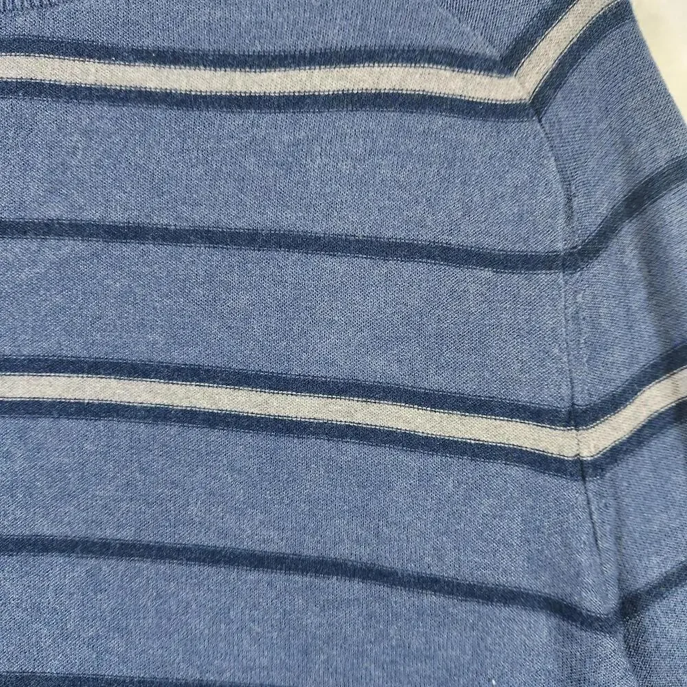 Banana Republic XL Vtg Blue Striped Lightweight Sweater Cotton‎ Nylon Blend